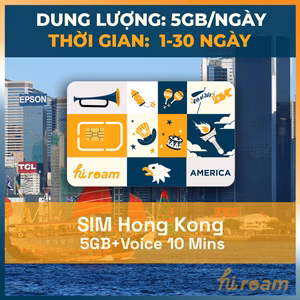 SIM Hong Kong 5GB/DAY, Miễn phí 10 phút gọi