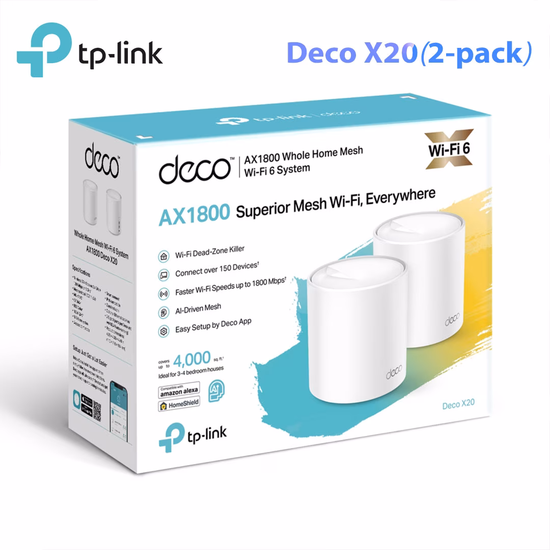 TP-Link Deco X20 Mesh WiFi 6 - Hệ Thống Dual-Band AX1800, AI-Driven Mesh, 2 Pack