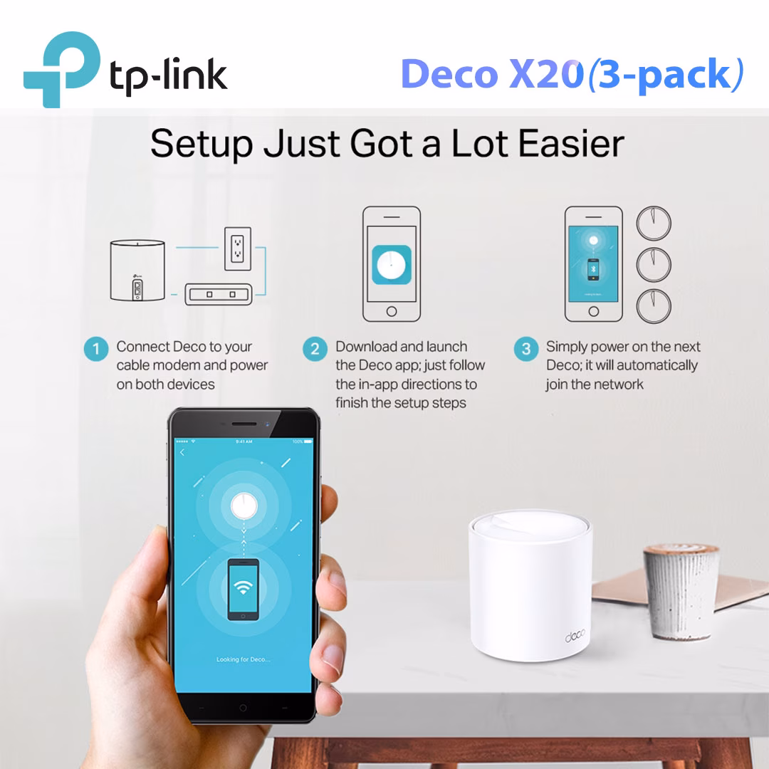 TP-Link Deco X20 Mesh WiFi 6 - Hệ Thống Dual-Band AX1800, AI-Driven Mesh, 3 Pack