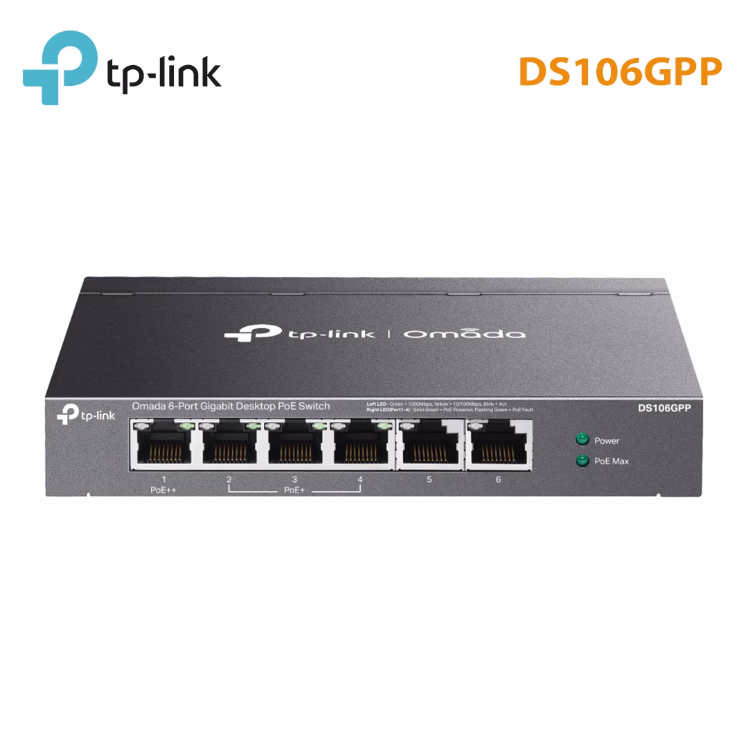 Switch Unmanaged Omada TP-Link DS106GPP | 6 Port RJ45 1G | 64W