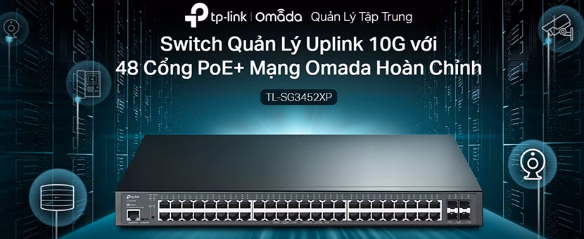 Switch Managed L2+ JetStream TP-Link TL-SG3452XP | 48 Port PoE+ | 4 Port SFP+ | 500W
