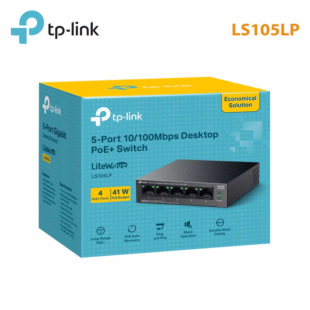 Switch 5 Cổng TP-Link Litewave LS105LP | 4 Cổng PoE+ | Công Suất PoE 41W
