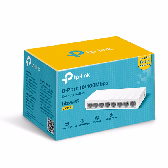 TP-Link LS1008 | Switch Để Bàn 8 Cổng 10/100Mbps | Hiệu Quả Cho Mạng Văn Phòng