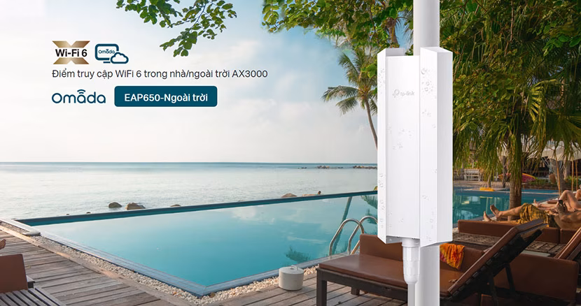 Access Point Omada Outdoor WiFi 6 AX3000 TP-Link EAP650-Outdoor - Hiệu Suất Mạng Tốt Nhất Cho Ngoài Trời