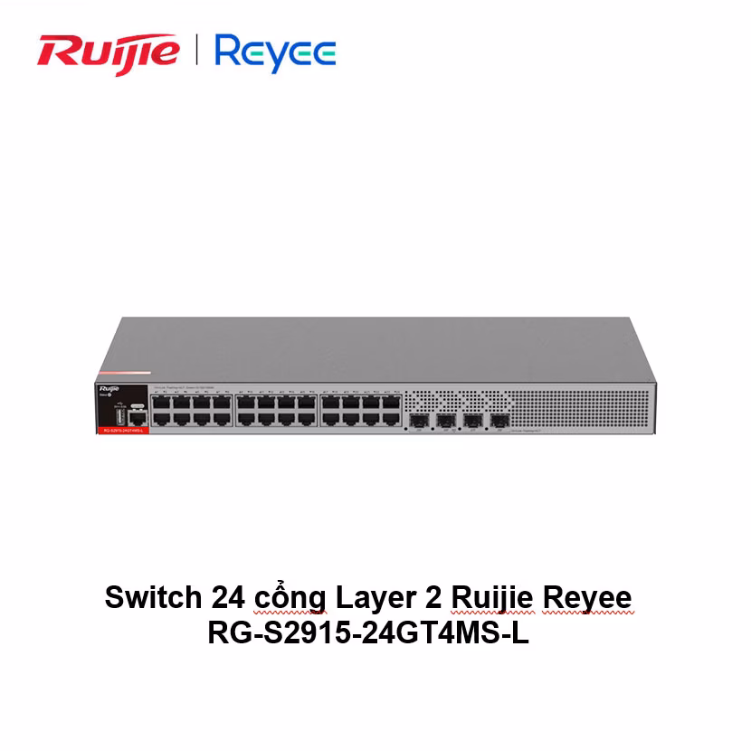 Switch Ruijie Reyee RG-S2915-24GT4MS-L | 24 Cổng Gigabit Layer 2+ | 4 Cổng SFP