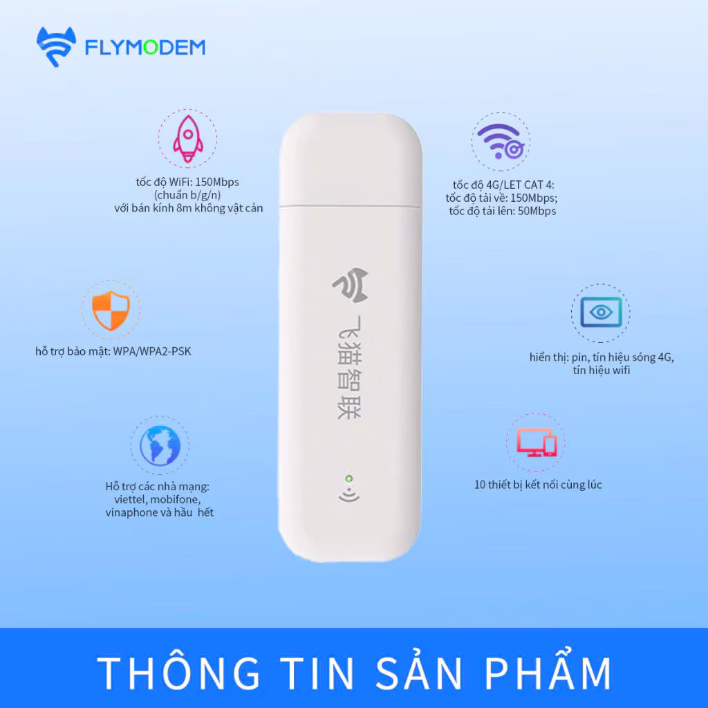 USB Phát Wifi 4G FlyModem U3 - tốc độ 150Mbps