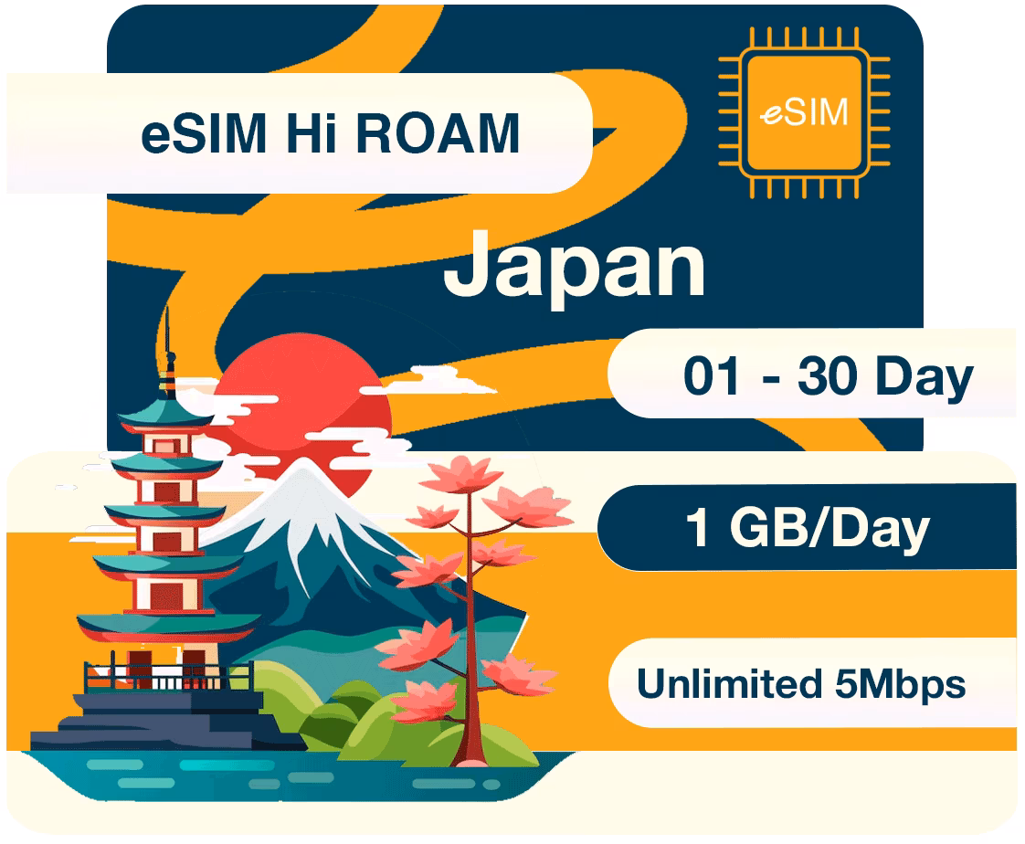 eSIM 5G du lịch Nhật Bản - Japan(Multi)
