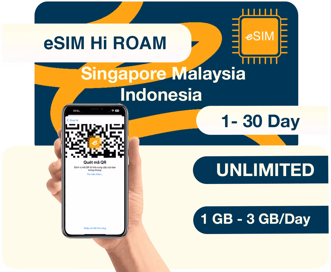 eSIM du lịch Singapore, Malaysia, Indonesia