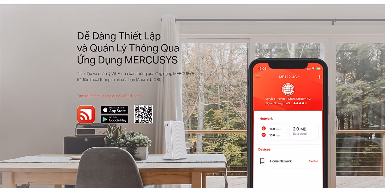 Bộ Phát Wifi 4G Mercusys MB112-4G tốc độ 300Mbps