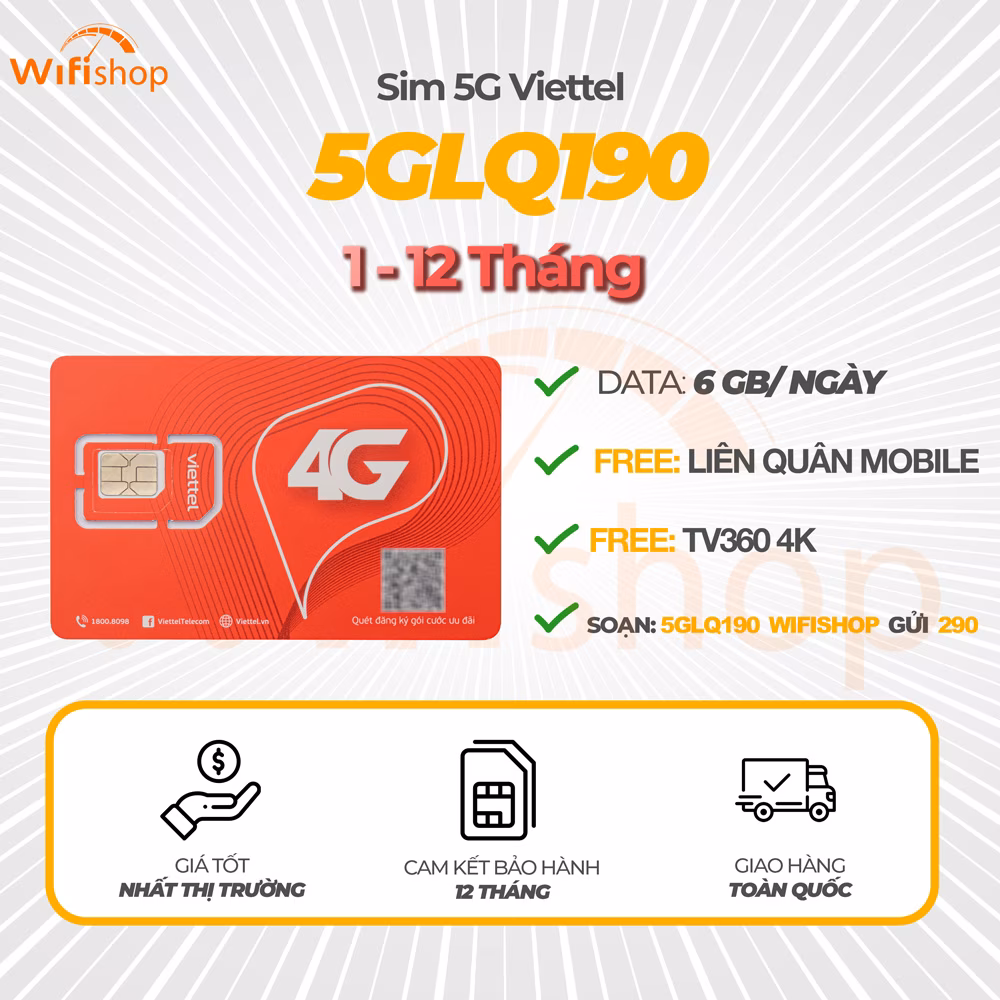 Sim Viettel V120B 1,5GB/Ngày (45GB/Tháng), Miễn phí nội mạng, 50 phút ngoại mạng
